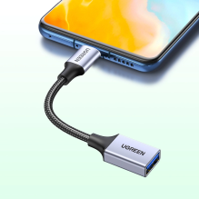 USB C (vyriškas) – USB (moteris) 3.0 OTG laidas 0.15m Ugreen US378 – juodas