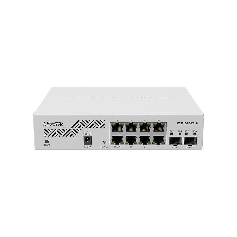 Mikrotik Switch, , CSS610-8G-2S+IN, Stalinis / pjedestalinis, 8x10Base-T / 100Base-TX / 1000Base-T, 2xSFP+, CSS610-8G-2S