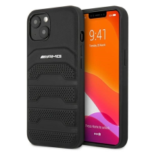 AMG AMHCP13SGSEBK iPhone 13 mini 5,4&quot; czarny / black hardcase Leather Debossed Lines