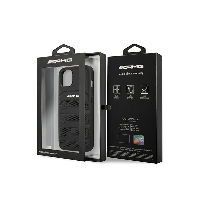 AMG AMHCP13SGSEBK iPhone 13 mini 5,4&quot; czarny / black hardcase Leather Debossed Lines