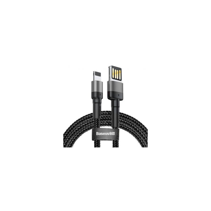 Baseus - Baseus CALKLF-HG1 Cafule Cable USB to Lightning Double Sided 1.5A 2m Grey / Black