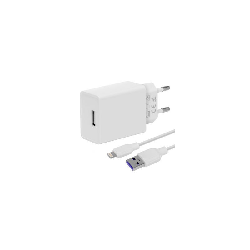 - OBAL:ME Wall Charger USB-A 10W + USB-A / Lightning Cable 1m White