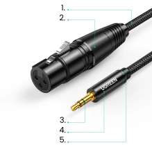 Ugreen garso kabelis 3,5 mm mini lizdas (vyriškas) - XLR (moteris) 1 m juodas (AV182)