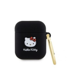 Hello Kitty - Hello Kitty Liquid Silicone 3D Kitty Head Logo Case for AirPods 1 / 2 Black