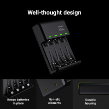 Set Green Cell GC VitalCharger and 4x batteries AAA HR03 800mAh