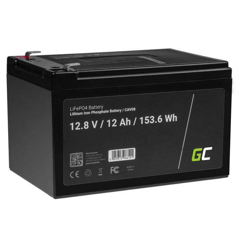 Green Cell LiFePO4 baterija 12V 12,8V 12Ah fotovoltinei sistemai, kemperiams ir valtims