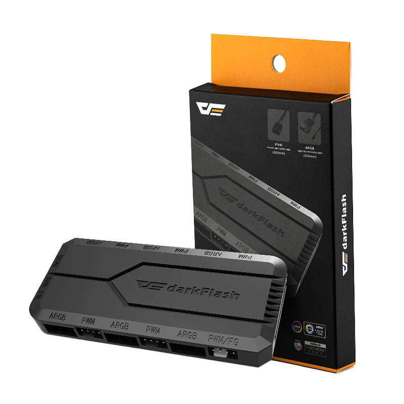 Ventiliatoriaus valdymo dėžutė kompiuteriui Darkflash RC2 RGB PWM + nuotolinio valdymo pultelis (juodas)