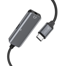 Tech-Protect UltraBoost garso adapteris USB-C (vyriškas) / mini lizdas 3,5 mm (moteris) - USB-C (moteris) - juodas