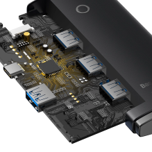 „Baseus Lite“ serijos HUB adapteris USB-A iki 4xUSB-A 3.0 5Gb / s juodas (WKQX030101)