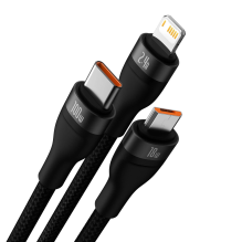 Baseus Flash Series II cable USB - USB Type C / Lightning / micro USB 100 W 1.2 m black (CASS030001)