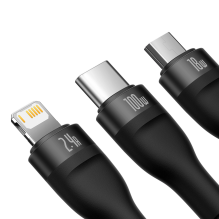 Baseus Flash Series II cable USB - USB Type C / Lightning / micro USB 100 W 1.2 m black (CASS030001)