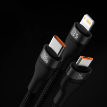 Baseus Flash Series II cable USB - USB Type C / Lightning / micro USB 100 W 1.2 m black (CASS030001)