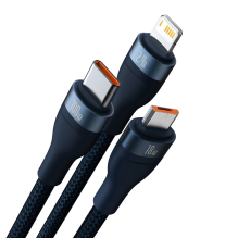 Baseus Flash Series II cable USB - USB Type C / Lightning / micro USB 100 W 1.2 m blue (CASS030003)