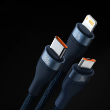 Baseus Flash Series II cable USB - USB Type C / Lightning / micro USB 100 W 1.2 m blue (CASS030003)