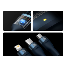 Baseus Flash Series II cable USB - USB Type C / Lightning / micro USB 100 W 1.2 m blue (CASS030003)