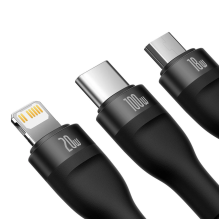 Baseus Flash Series II USB Type C / USB Type A cable - USB Type C / Lightning / micro USB 100 W 1.2 m black (CASS030101)