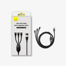 Baseus Flash Series II USB Type C / USB Type A cable - USB Type C / Lightning / micro USB 100 W 1.2 m black (CASS030101)