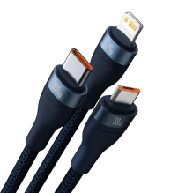 Baseus Flash Series II cable USB Type C / USB Type A - USB Type C / Lightning / micro USB 100 W 1.2 m blue (CASS030103)