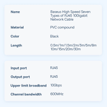 Baseus Speed Seven network cable RJ45 10Gbps 2m black (WKJS010301)