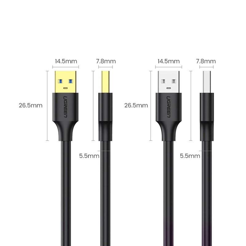 Ugreen US128 90576 USB-A 3.0 / USB-A 3.0 5Gb / s kabelis 3 m - juodas