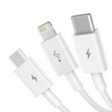 „Baseus Superior“ 3 viename kabelis USB – „Lightning“ / USB tipas C / „micro USB 3.5 A 1,5 m White“ (CAMLTYS-02)