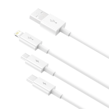 „Baseus Superior“ 3 viename kabelis USB – „Lightning“ / USB tipas C / „micro USB 3.5 A 1,5 m White“ (CAMLTYS-02)