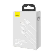 Baseus Superior 3in1 cable USB - Lightning / USB Type C / micro USB 3.5 A 1.5 m White (CAMLTYS-02)