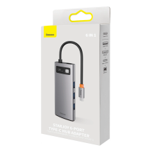 Baseus StarJoy HUB 6-Port USB-C - 3x USB-A / 1x HDMI / 1x RJ45 / 1x USB-C PD gray