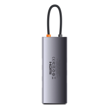 „Baseus StarJoy HUB“ 6 prievadų USB-C – 3 x USB-A / 1 x HDMI / 1 x RJ45 / 1 x USB-C PD pilka