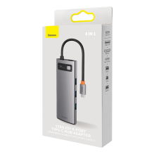 Baseus StarJoy HUB 8-Port USB-C - 3x USB-A / 1x HDMI / 1x RJ45 / 1x SD / TF / 1x USB-C PD gray