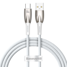 Baseus Glimmer serijos greito įkrovimo laidas USB-A - USB-C 100W 480Mbps 1m baltas