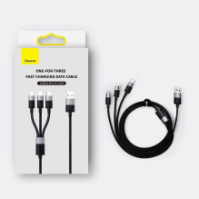 3in1 USB - mikro USB / Lightning / USB C 3.5A 1.2m kabelis Baseus StarSpeed ​​- juodas