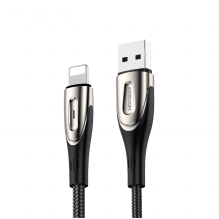 Joyroom Sharp Series S-M411 USB-A / Lightning kabelis 2,4A 3m su įkrovimo indikatoriumi – juodas