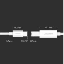 Ugreen spausdintuvo kabelis USB-C – USB-B 480Mb/s 1m baltas (US241)