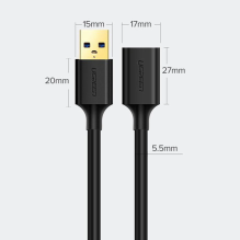 Ugreen USB-A (male) - USB-A (female) adapter extension cable USB 3.0 5Gb / s 0.5m black (US129)