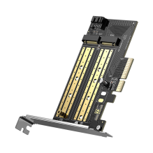 Ugreen išplėtimo kortelės adapteris PCIe 3.0 x4 į SSD M.2 M-Key / M.2 B-Key juodas (CM302)