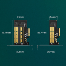 Ugreen išplėtimo kortelės adapteris PCIe 3.0 x4 į SSD M.2 M-Key / M.2 B-Key juodas (CM302)