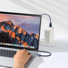 Joyroom A4 USB-C / USB-C 100 W 1,2 m laidas su ekranu – mėlynas