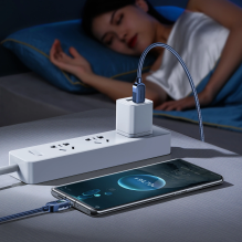 Joyroom A4 USB-C / USB-C 100 W 1,2 m laidas su ekranu – mėlynas