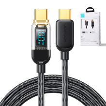 Joyroom A4 USB-C / USB-C 100 W 1,2 m laidas su ekranu – juodas