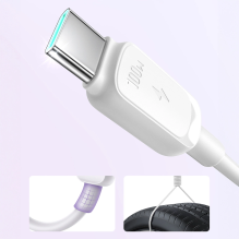 „Joyroom“ kelių spalvų serijos A14 USB-C / USB-C 100 W laidas, 1,2 m – baltas