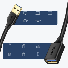 Ugreen kabelio ilgintuvas USB 3.0 (moteris) - USB 3.0 (vyriškas) adapteris 1m juodas (10368)