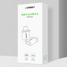 Ugreen US270 USB-C (vyriškas) / USB-A 3.0 (moteriškas) adapteris su dirželiu – pilka