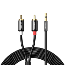 Ugreen AV116 10749 audio mini jack cable 3.5 mm (male) / 2RCA (male) 1m - black