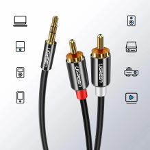 Ugreen AV116 10749 audio mini jack cable 3.5 mm (male) / 2RCA (male) 1m - black