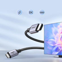 Ugreen HD163 15514 mini HDMI / HDMI 2.1 8K kabelis 1 m – pilkas