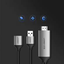 Ugreen CM151 50291 USB-A (moteris) – HDMI adapteris su USB-A maitinimo prievadu (vyriškas) 1,5 m – pilkas