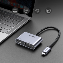 Ugreen CM162 50505 USB-C - HDMI / VGA / USB-A 3.0 / USB-C PD Adapter - Gray