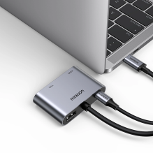 Ugreen CM162 50505 USB-C – HDMI / VGA / USB-A 3.0 / USB-C PD adapteris – pilkas