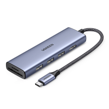 HUB Ugreen CM511 20956A 6in1 USB-C - HDMI / 3x USB-A 3.0 / SD / TF card reader - gray